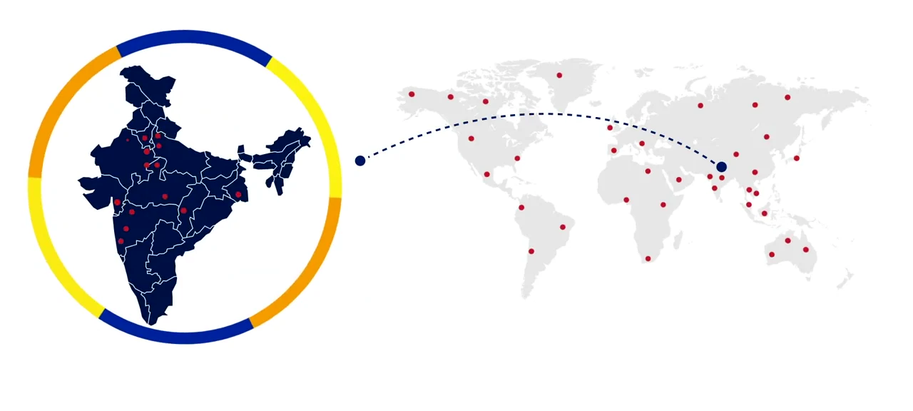 Unison sales network: 20 states and union territories in India, and 27 export countries
