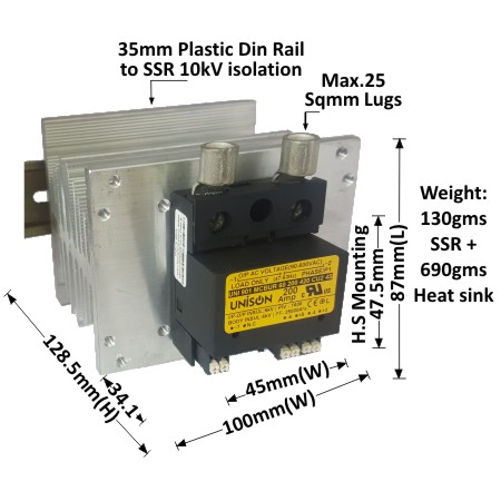 UNI 901 MCBUR 60 200 420 CU2 1S + A-100 HEAT SINK + DIN RAIL