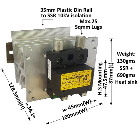 UNI 901 MCPHT 48 200 420 CU2 + A-100 HEAT SINK + DIN RAIL