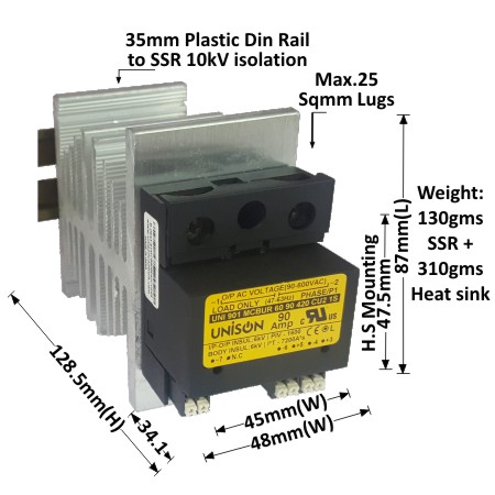UNI 901 MCBUR 60 90 420 CU2 1S + B-48 HEAT SINK + DIN RAIL