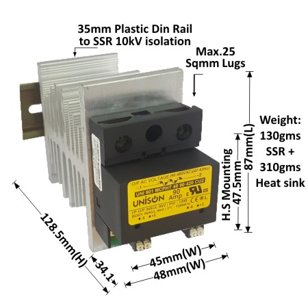 UNI 901 MCPHT 48 90 420 CU2 + B-48 HEAT SINK + DIN RAIL