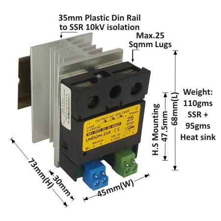 UNI 901 POT 23 25 HALF + G-68 HEAT SINK + DIN RAIL