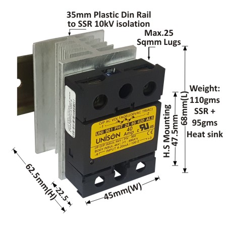 UNI 901 PHT 24 40 420 AL5 + G-68 HEAT SINK + DIN RAIL
