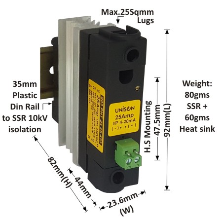 UNI 803 PHT 24 25 420 + V-87 HEAT SINK + DIN RAIL