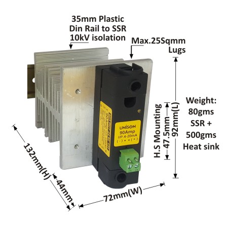 UNI 803 PHT 24 90 420 + B-72 HEAT SINK + DIN RAIL