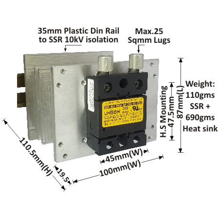 UNI 901 RDA 60 200 01 CU2 + A-100 HS + DIN RAIL
