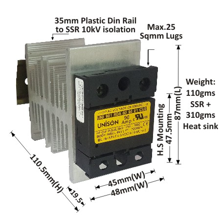 UNI 901 RDA 60 90 01 CU2 + B-48 HEAT SINK + DIN RAIL