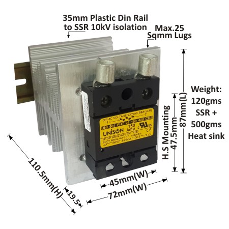 UNI 901 PHT 24 150 420 CU2 + B-72 HEAT SINK + DIN RAIL
