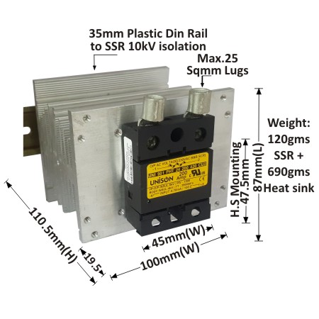 UNI 901 PHT 24 200 420 CU2 + A-100 HEAT SINK + DIN RAIL