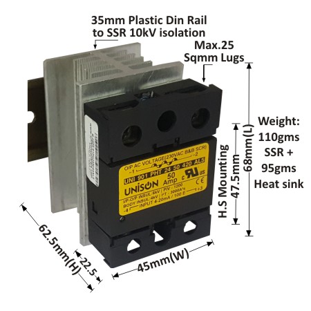 UNI 901 PHT 24 50 420 AL5 + G-68 HEAT SINK + DIN RAIL