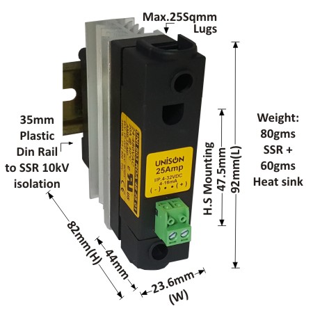 UNI 803 RDA 48 25 01 + V-87 HEAT SINK + DIN RAIL