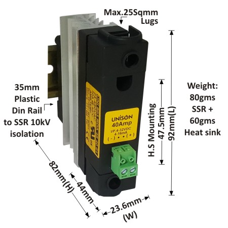 UNI 803 RDA 48 40 01 + V-87 HEAT SINK + DIN RAIL