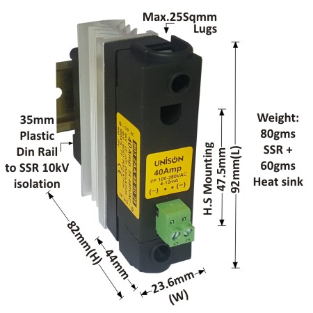 UNI 803 ZAA 48 40 28 + V-87 HEAT SINK + DIN RAIL