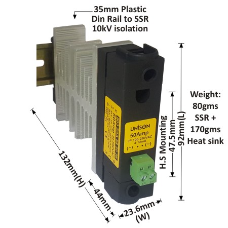 UNI 803 ZAA 58 50 28 + B-24 HEAT SINK + DIN RAIL