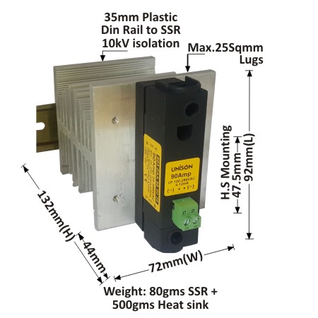 UNI 803 ZAA 58 90 28 + B-72 HEAT SINK + DIN RAIL