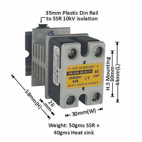 UNI 108 ZDA 60 40 01 + G-30 HEAT SINK + DIN RAIL