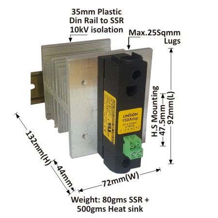 UNI 803 ZDA 58 150 01 + B72 HEAT SINK + DIN RAIL
