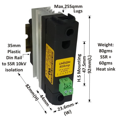 UNI 803 ZDA 48 40 01 + V-87 HEAT SINK + DIN RAIL