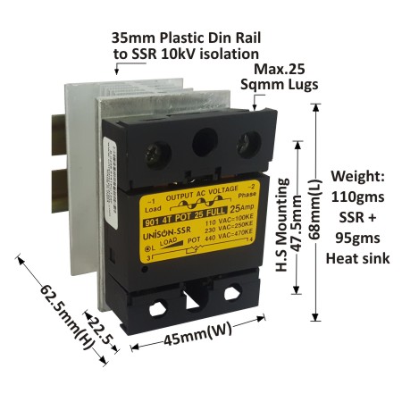 UNI 901 4T POT 25 FULL + G-68 HEAT SINK + DIN RAIL