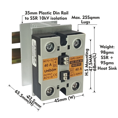 UNI 102 ZDA 48 40/40 01 + G-68 HEAT SINK + DIN RAIL