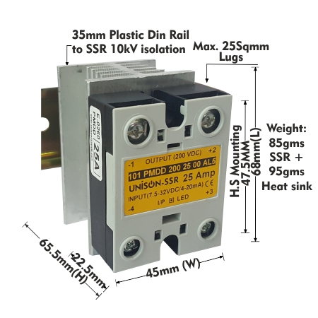 UNI 101 PMDD 200 25 00 + G-68 HEAT SINK + DIN RAIL