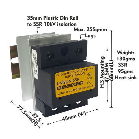 UNI 901 IGDD 1200 10 00 + G-68 HEAT SINK + DIN RAIL