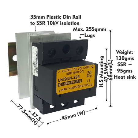 UNI 901 IGDD 600 20 00 + G-68 HEAT SINK + DIN RAIL