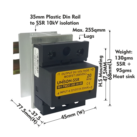 UNI 901 PMDD 200 20 00 + G-68 HEAT SINK + DIN RAIL