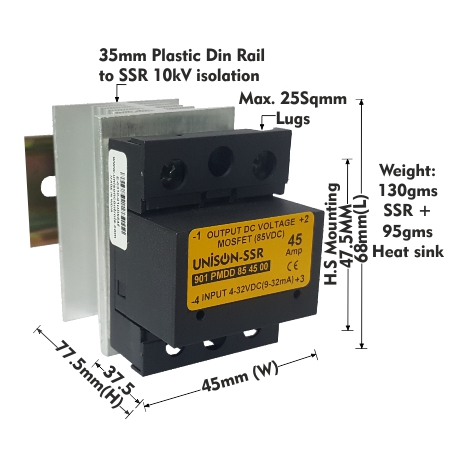 UNI 901 PMDD 85 45 00 + G-68 HEAT SINK + DIN RAIL